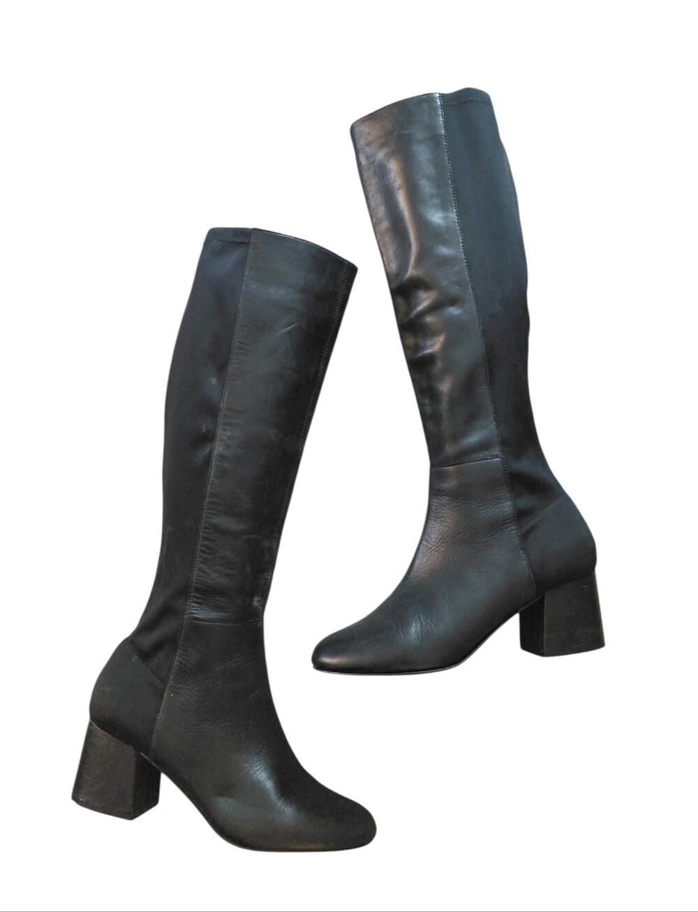 Steve Madden Hero Black Knee High 2 Panel Block Heel Boots Size 8